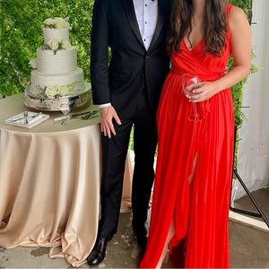 Coral V Neck Maxi with Waist Tie